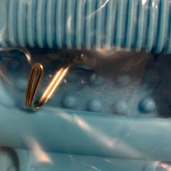 Exfoliating silicone blue back scrubber for shower with hook to hang in shower - Picture 3 of 5